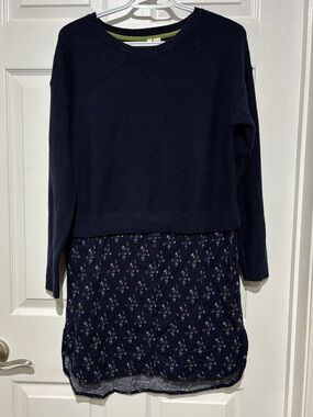 White Stuff Navy Floral Layered Sweater Dress - Women's